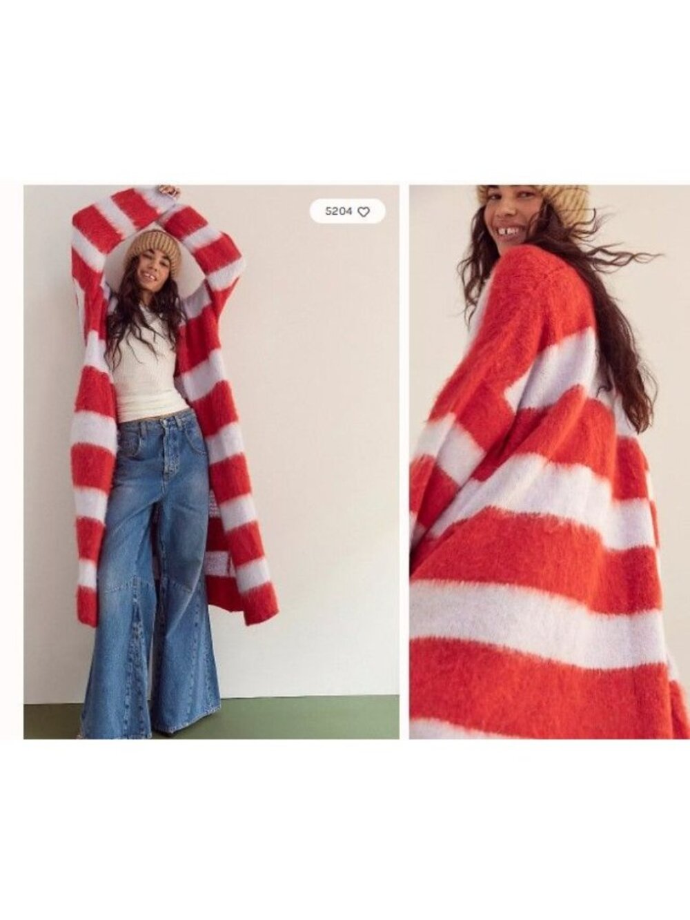 Free People Mantra Cardigan Wool Y2K Oversized Long Striped Cozy Soft Womens M/L